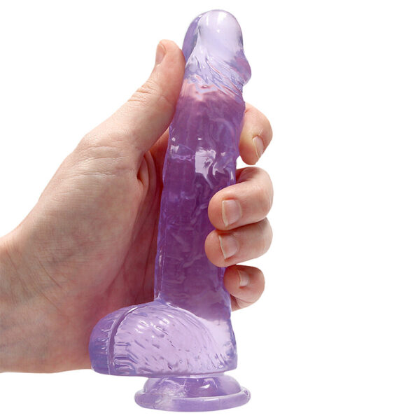 RealRock 6 Inch Purple Realistic Crystal Clear Dildo-