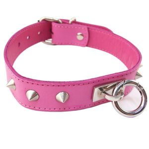 Rouge Garments Pink Studded O-Ring Studded Collar-ROS1090PKx.jpg